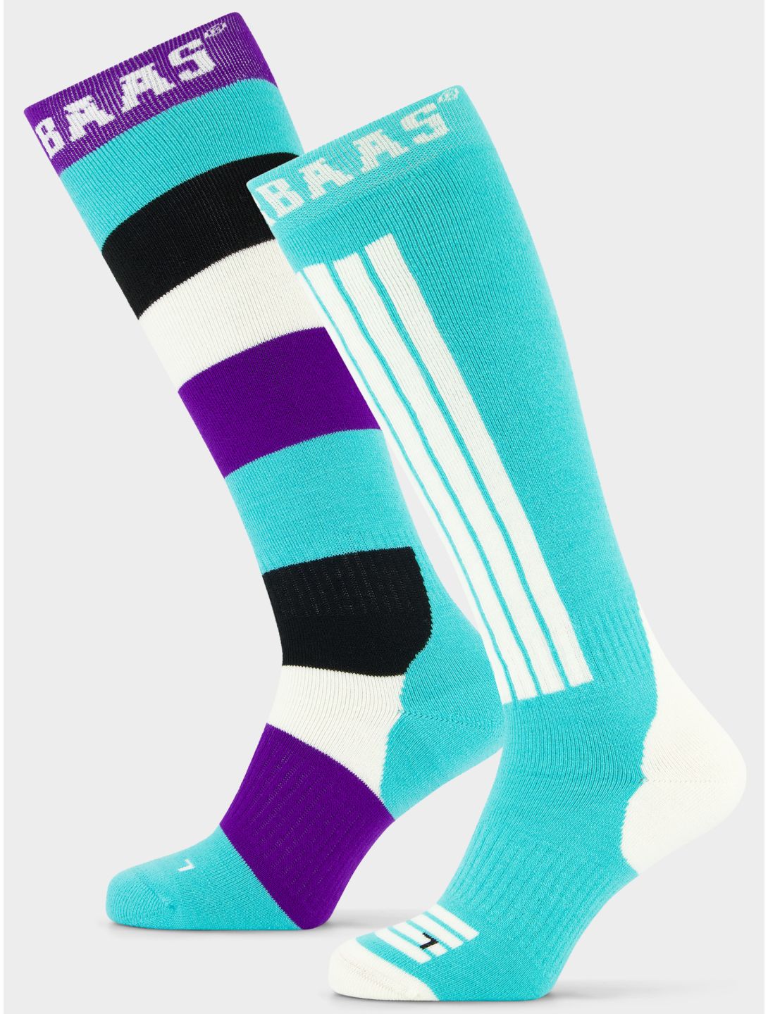 Poederbaas, Striped Ski Socks 2-pack skisokken 2-pack unisex Mint groen 