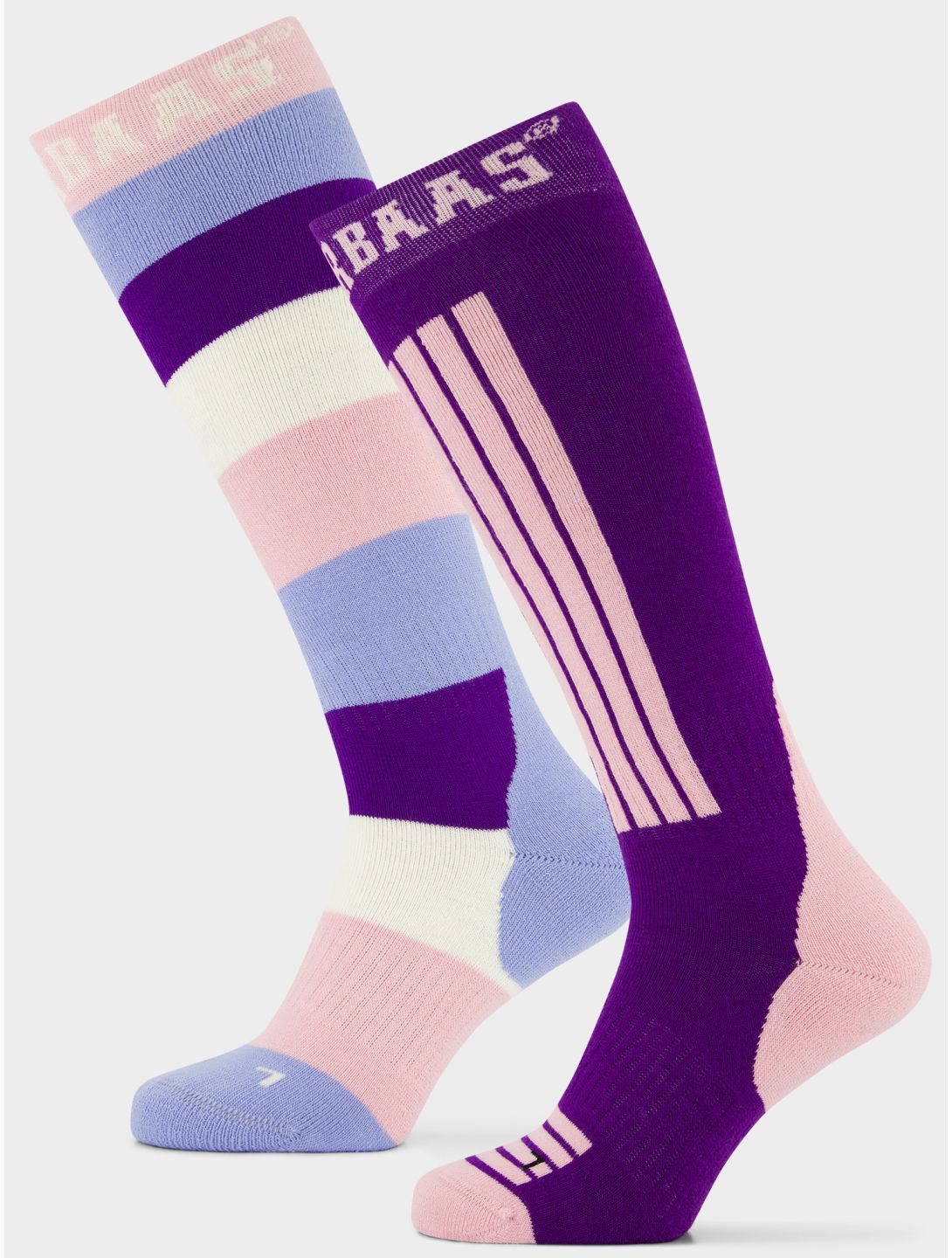 Poederbaas, Striped Ski Socks 2-pack skisokken 2-pack unisex Purple Pink roze 