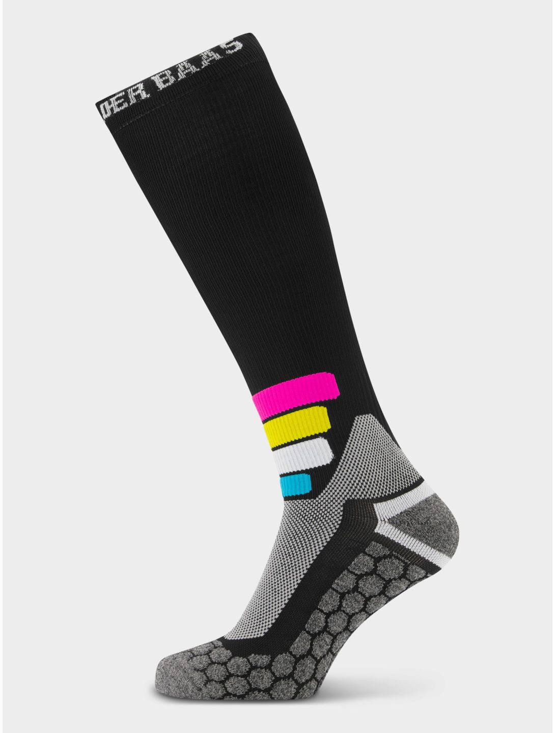 Poederbaas, Tech Ski Socks Compress Merino Pro compressiesokken unisex Black zwart 