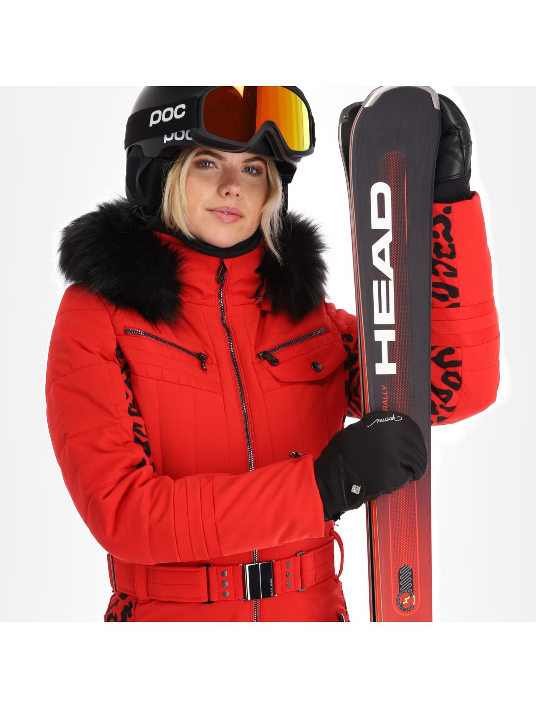 Poivre Blanc, Stretch Ski Overall ski overall dames leopard scarlet rood 