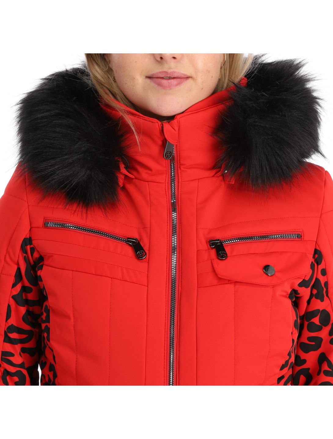 Poivre Blanc, Stretch Ski Overall ski overall dames leopard scarlet rood 