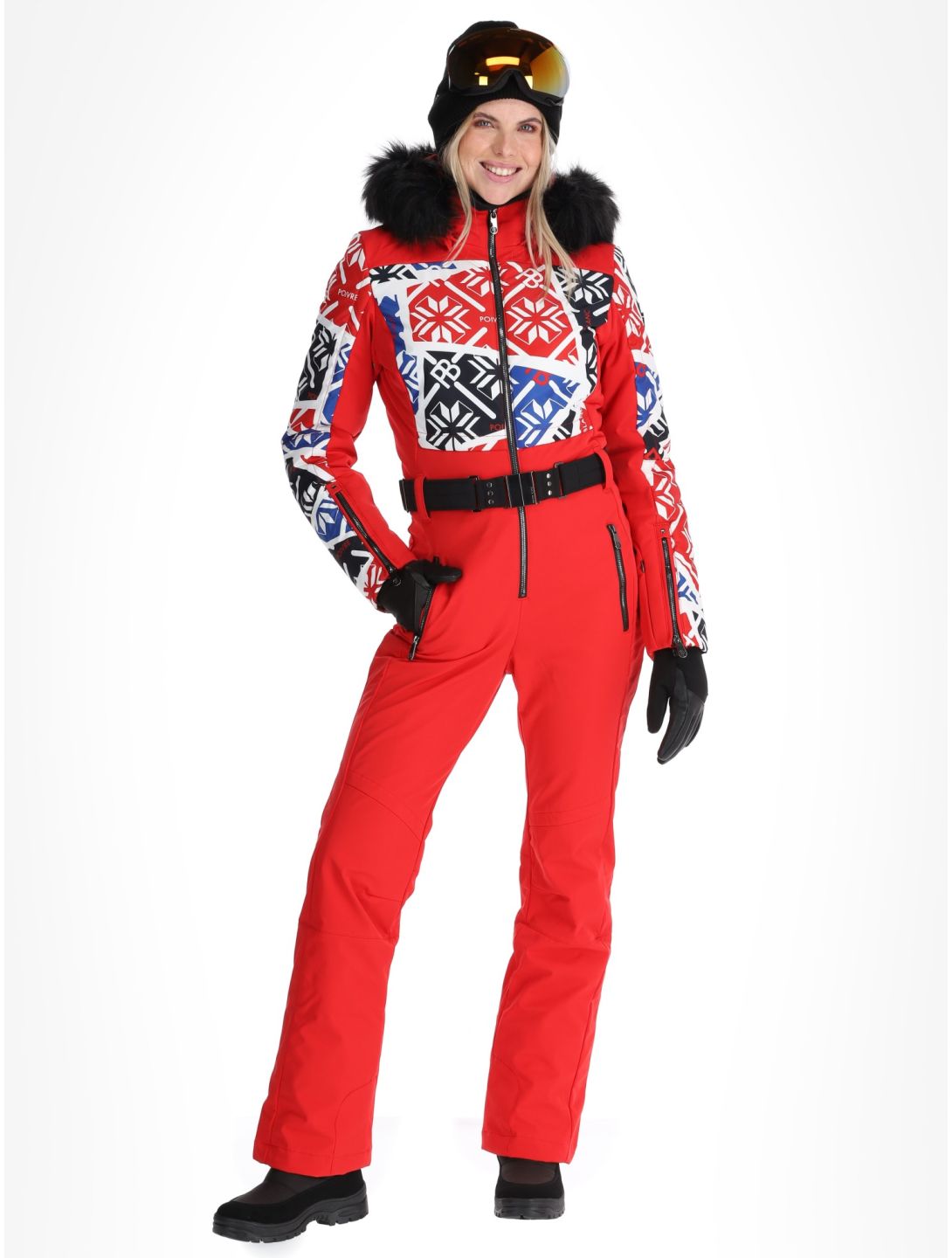 Poivre Blanc, Traditional 24PBH0831/WO/P ski overall dames Print Scarlet Red rood 