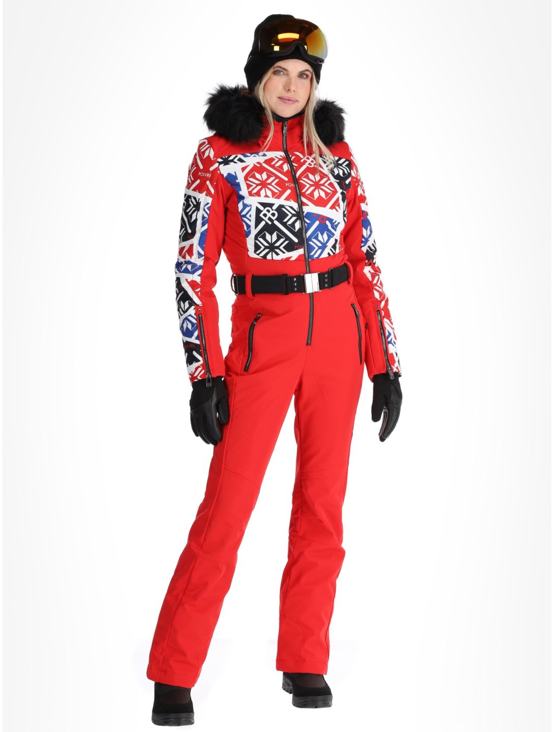 Poivre Blanc, Traditional 24PBH0831/WO/P ski overall dames Print Scarlet Red rood 