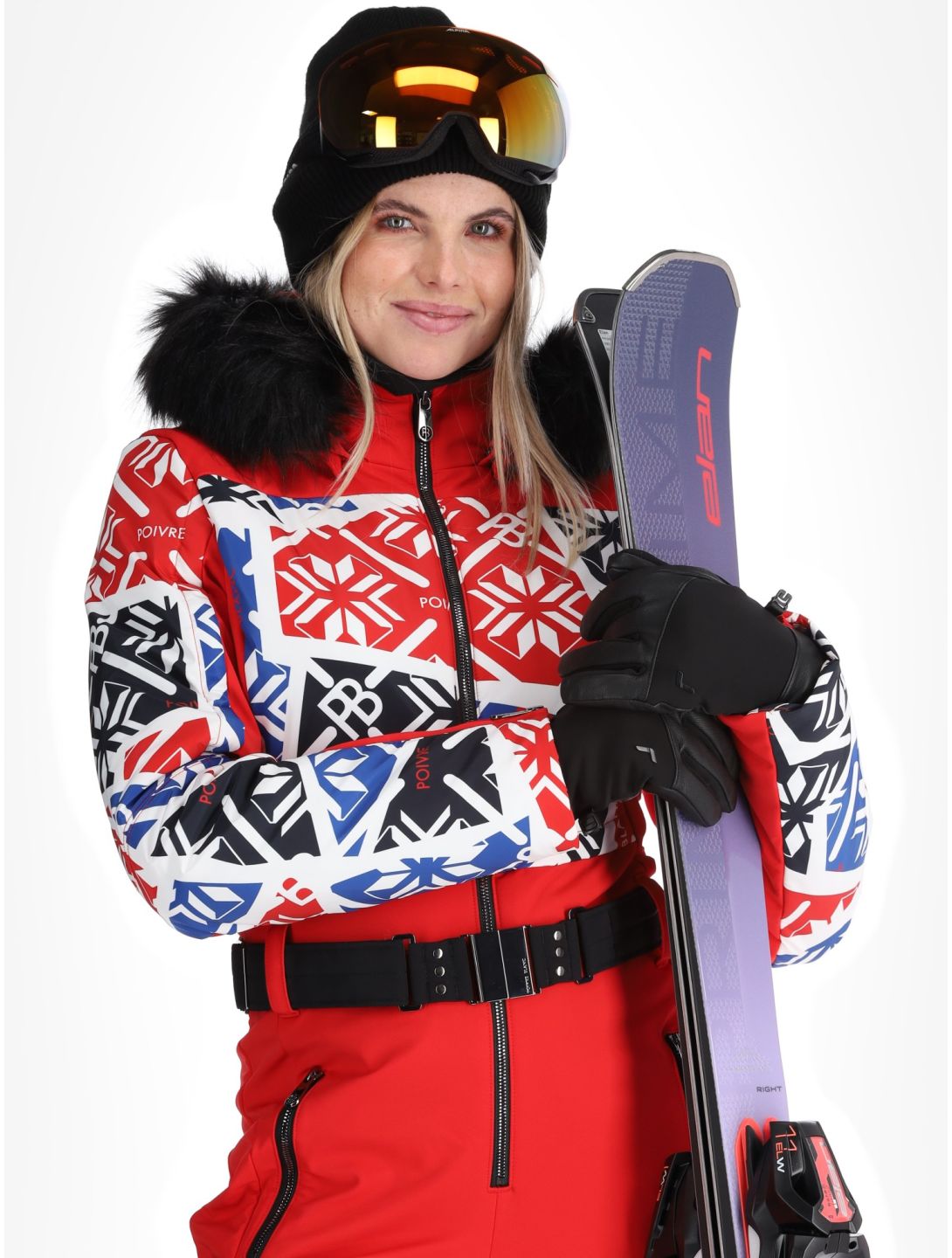 Poivre Blanc, Traditional 24PBH0831/WO/P ski overall dames Print Scarlet Red rood 