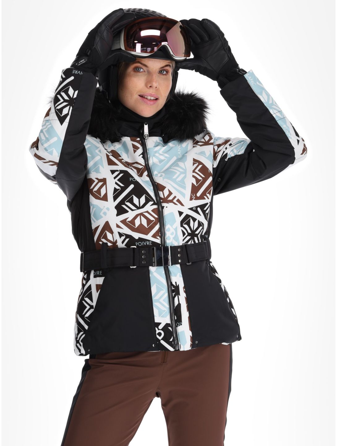 Poivre Blanc, Traditional 24PBH1003/WO/P ski-jas dames Print Black wit, zwart 