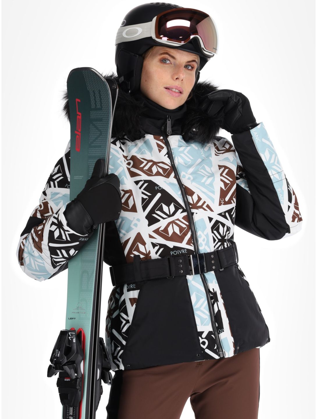 Poivre Blanc, Traditional 24PBH1003/WO/P ski-jas dames Print Black wit, zwart 