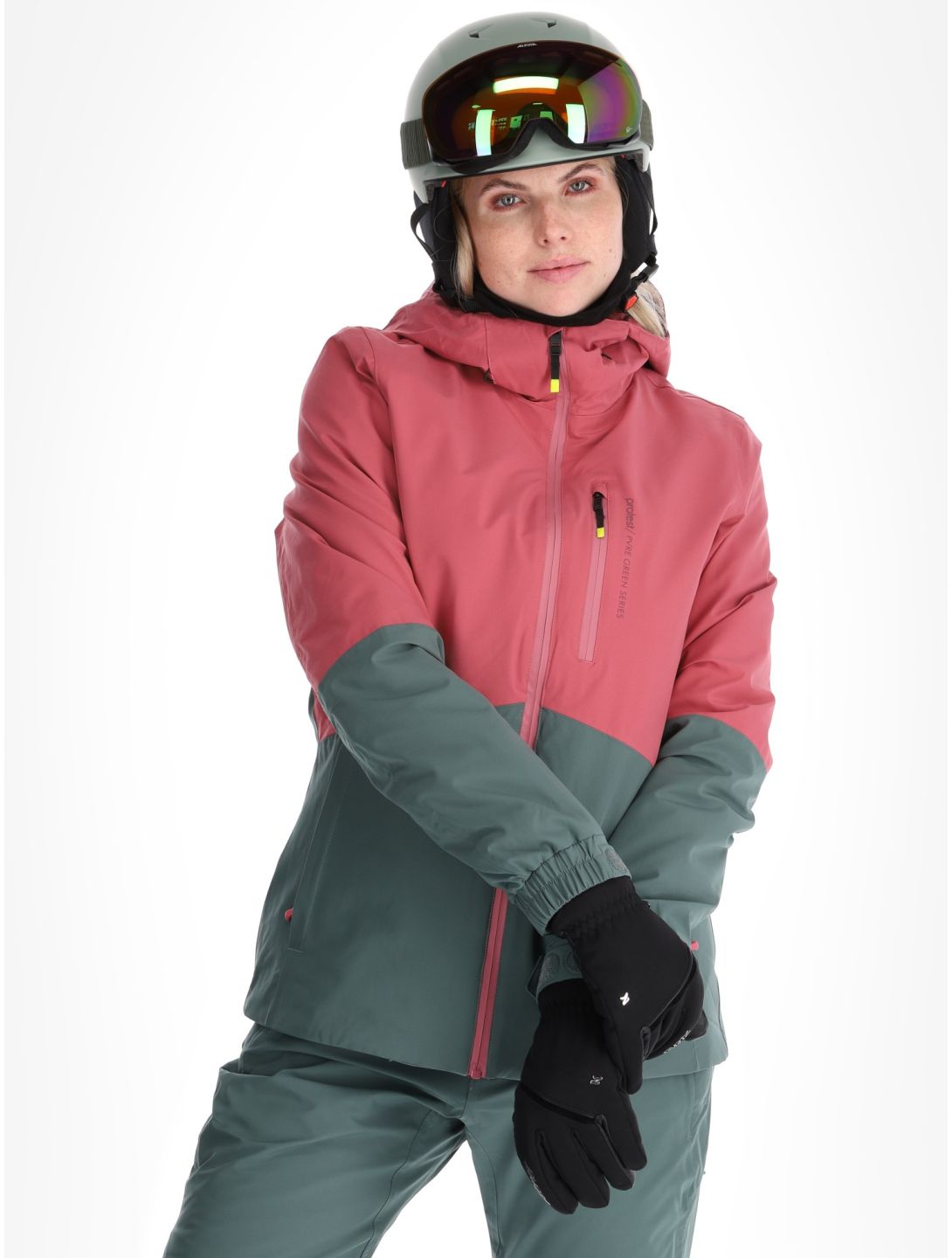 Protest, PRTDISK ski-jas dames Rose Dust groen, roze 