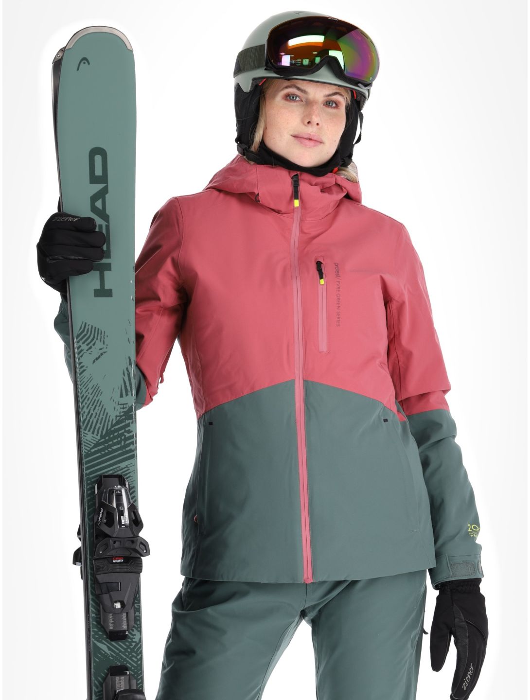 Protest, PRTDISK ski-jas dames Rose Dust groen, roze 