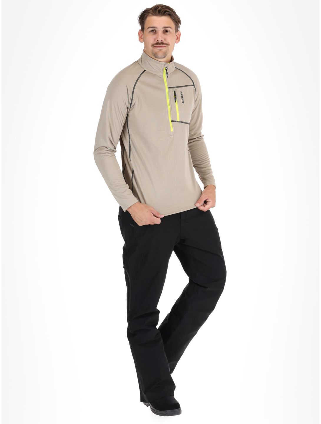 Protest, PRTKODY 1/4 zip skipully heren Bamboo Beige beige 