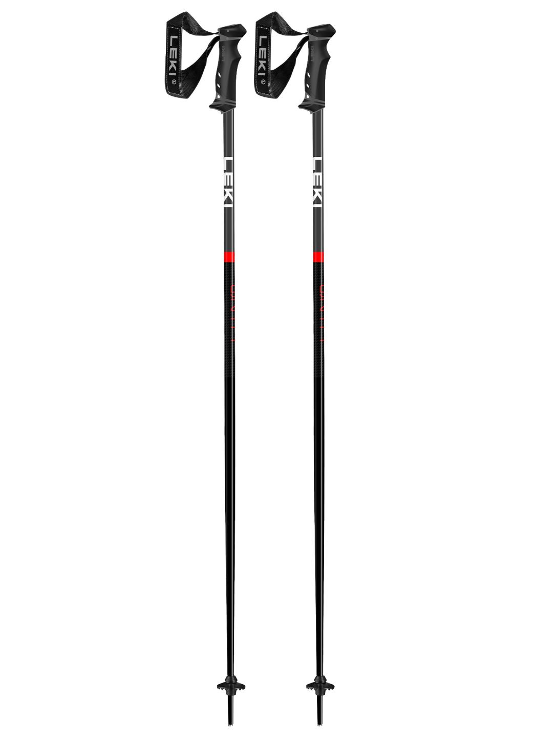 Leki, Qntm skistokken unisex Black / Light Antracite / Bright Red grijs, rood, zwart 