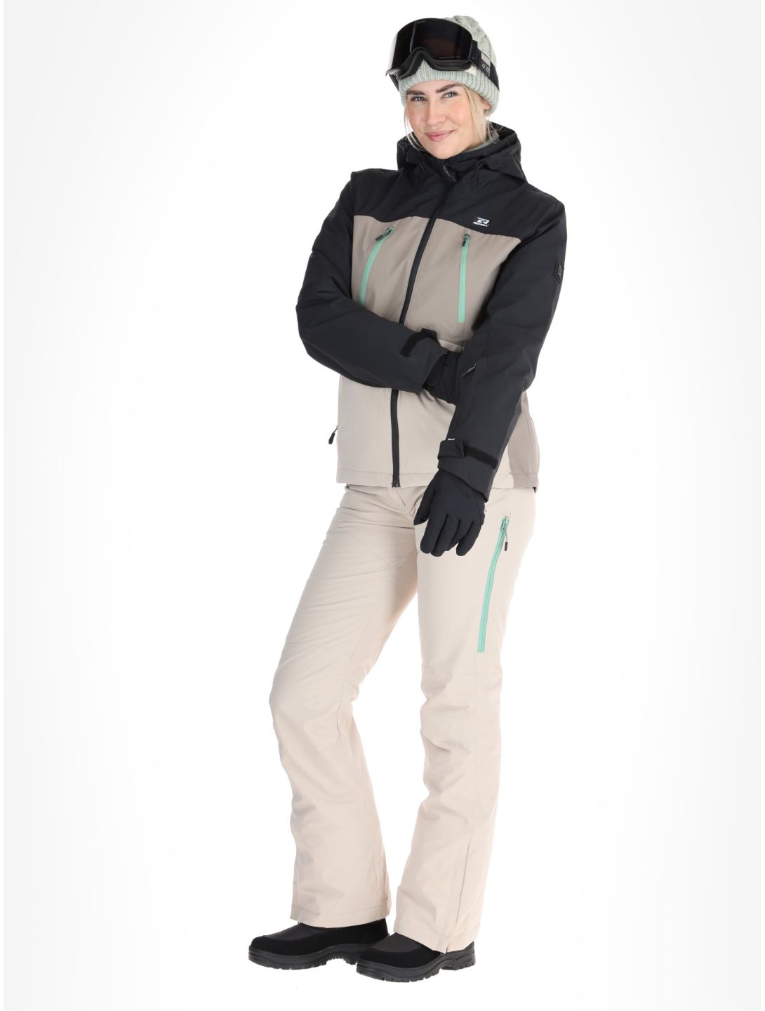 Rehall, Meave-R ski-jas dames Feldspar beige, groen, zwart 