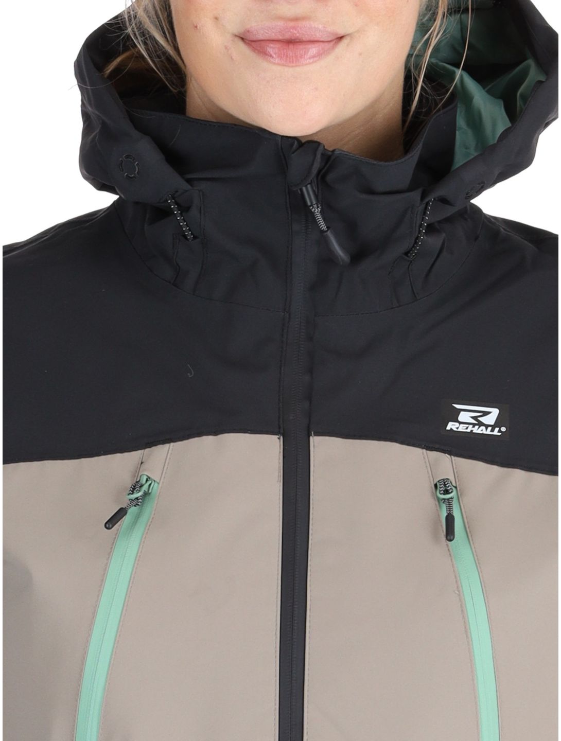 Rehall, Meave-R ski-jas dames Feldspar beige, groen, zwart 