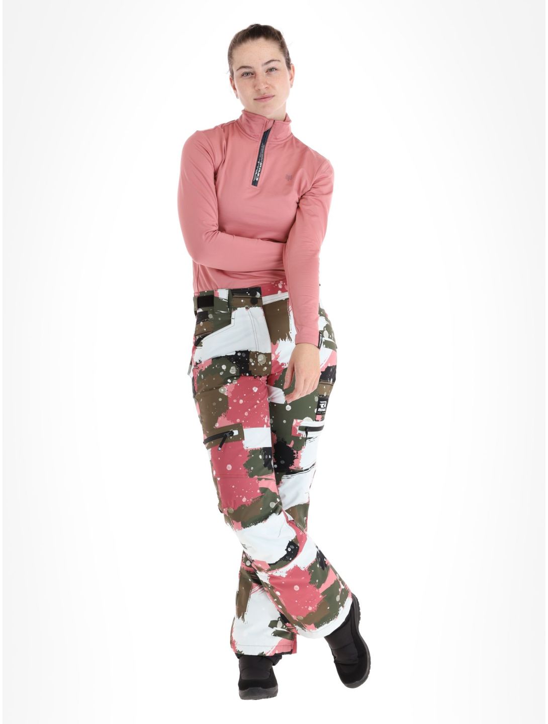 Rehall, Nori-R skibroek dames Camo Abstract Rose multicolor, roze 