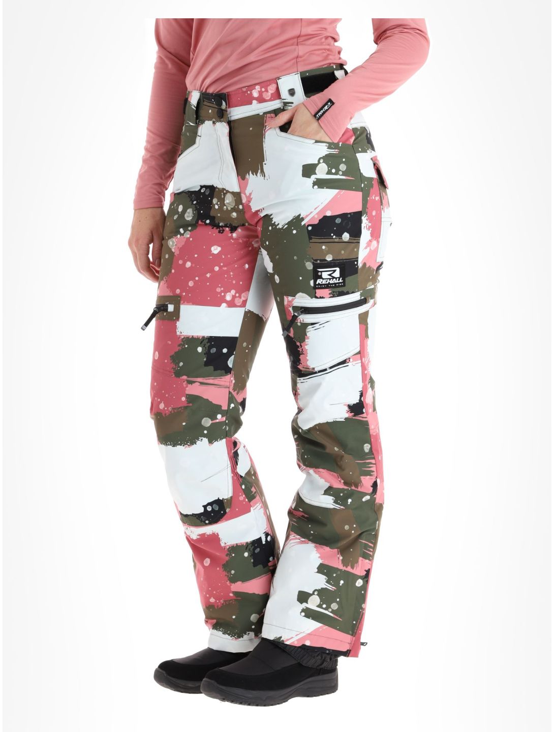 Rehall, Nori-R skibroek dames Camo Abstract Rose multicolor, roze 