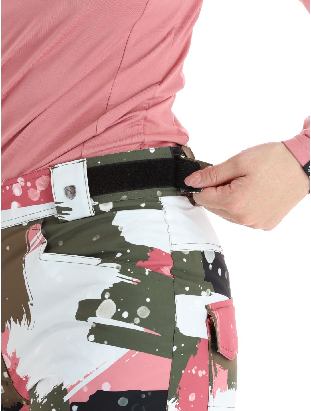 Rehall, Nori-R skibroek dames Camo Abstract Rose multicolor, roze 