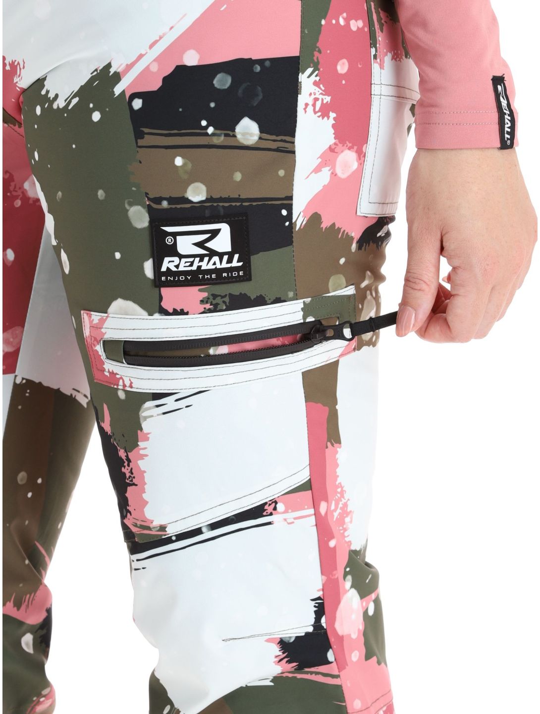 Rehall, Nori-R skibroek dames Camo Abstract Rose multicolor, roze 