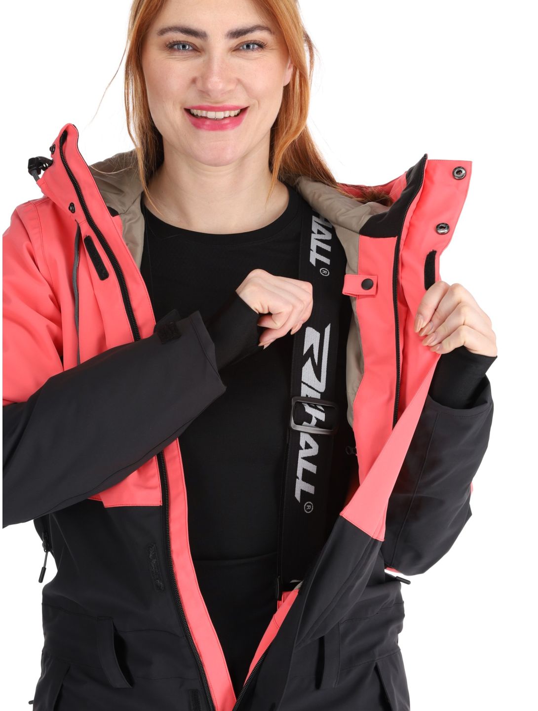 Rehall, Tyger-R ski overall dames Calypso Coral roze, zwart 