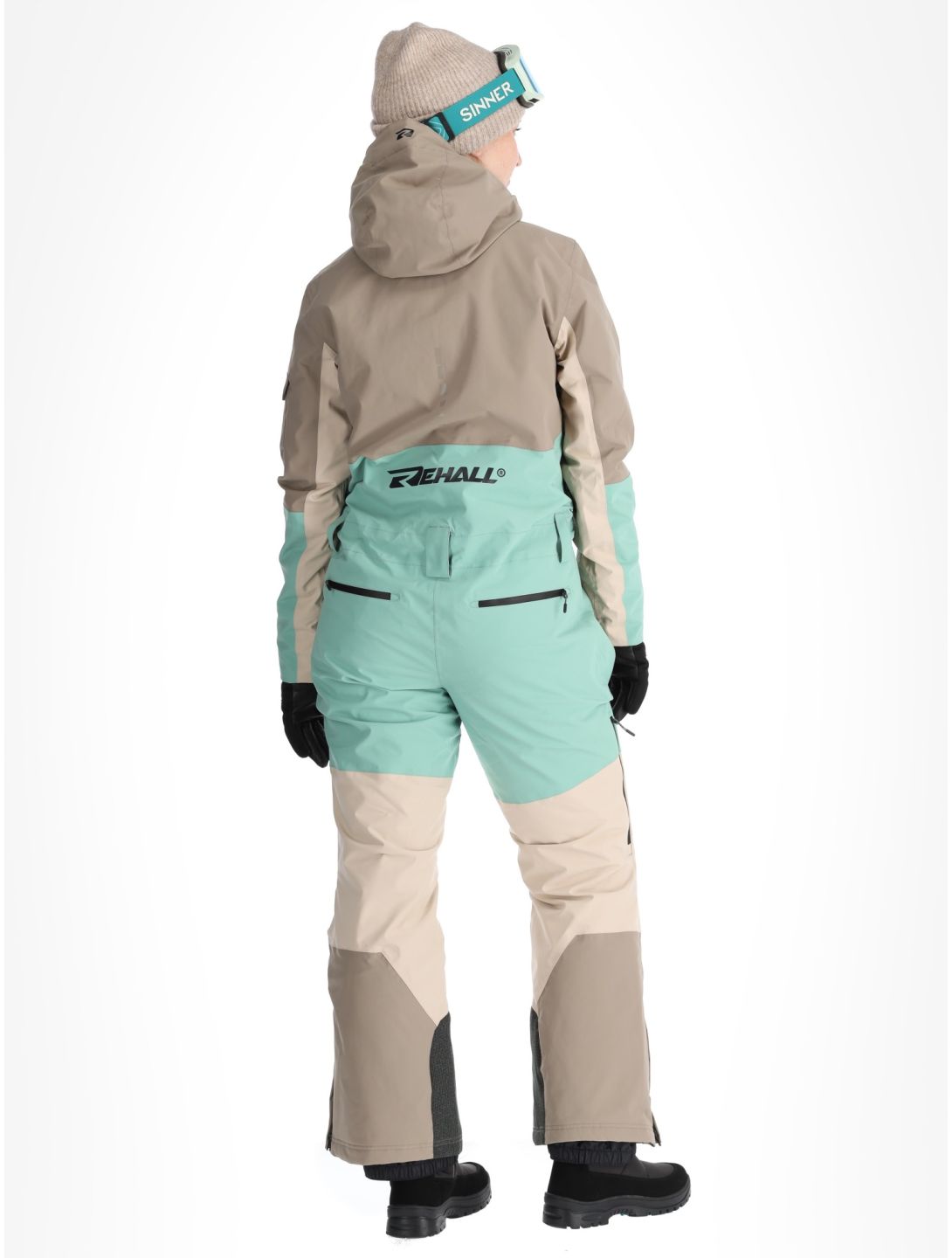 Rehall, Tyger-R ski overall dames Feldspar beige, groen 