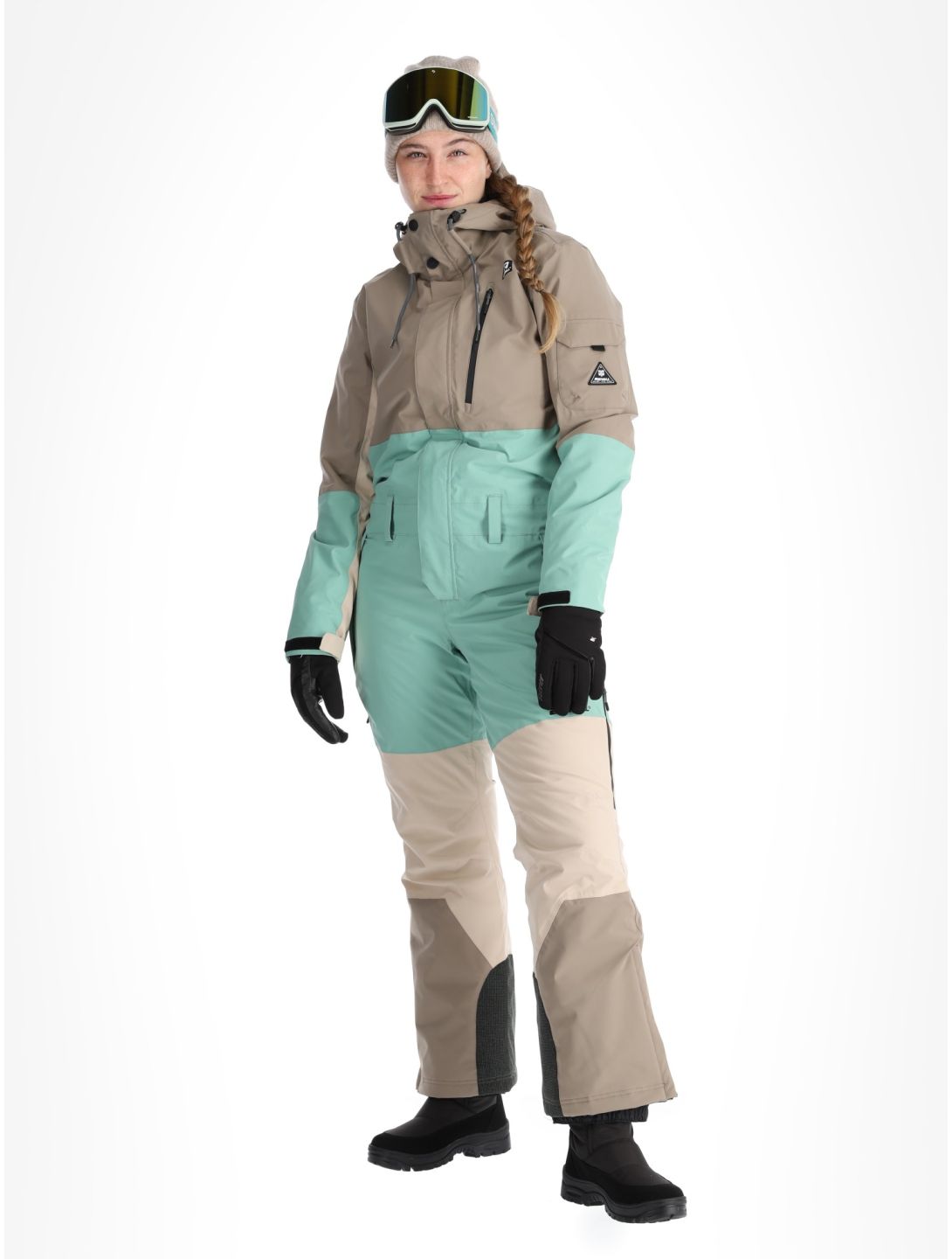 Rehall, Tyger-R ski overall dames Feldspar beige, groen 