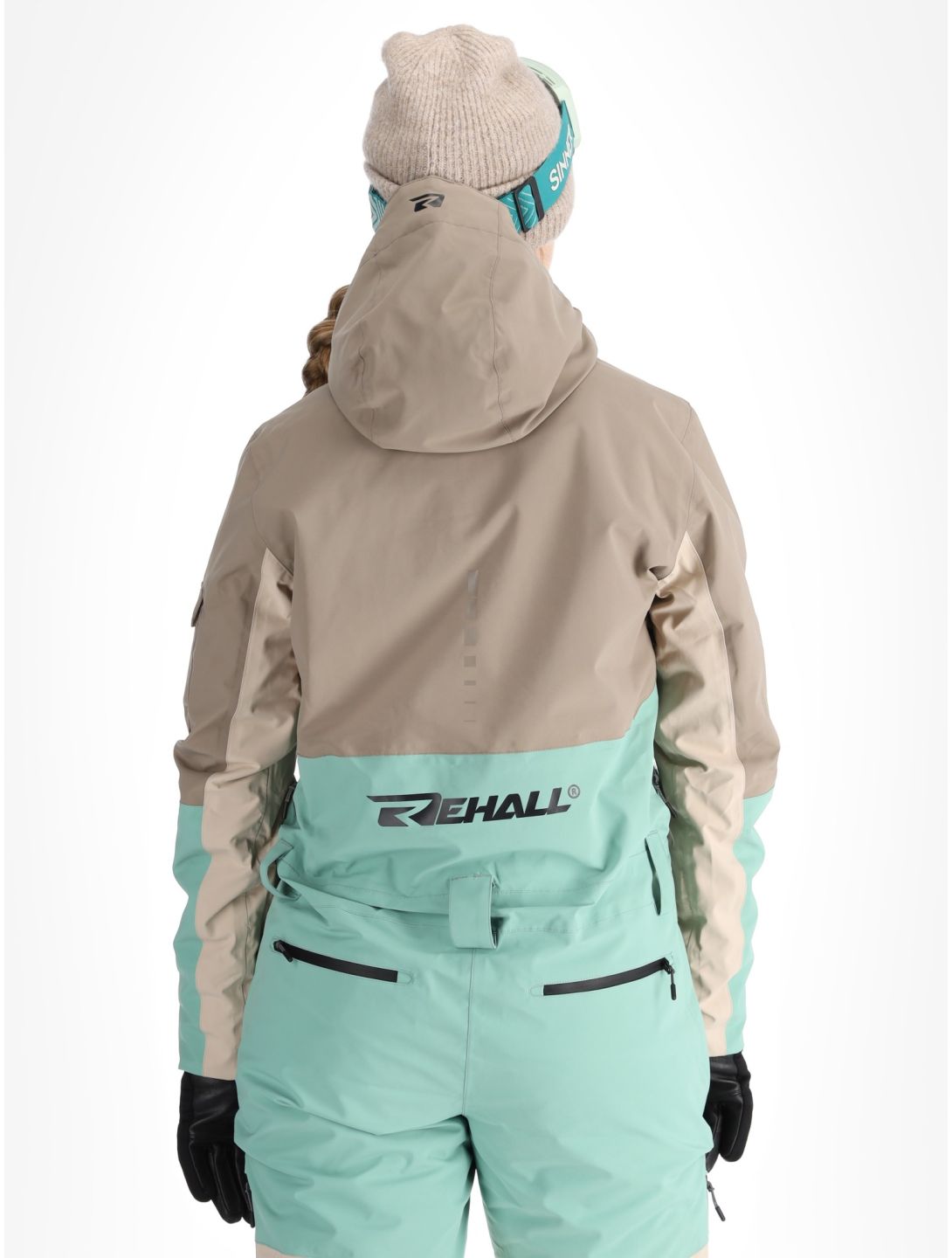 Rehall, Tyger-R ski overall dames Feldspar beige, groen 