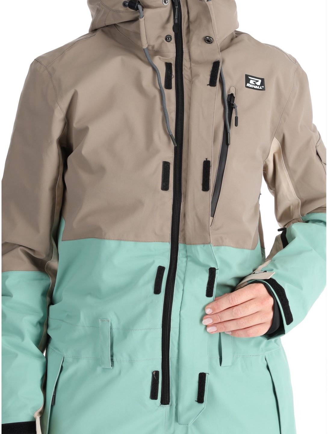 Rehall, Tyger-R ski overall dames Feldspar beige, groen 