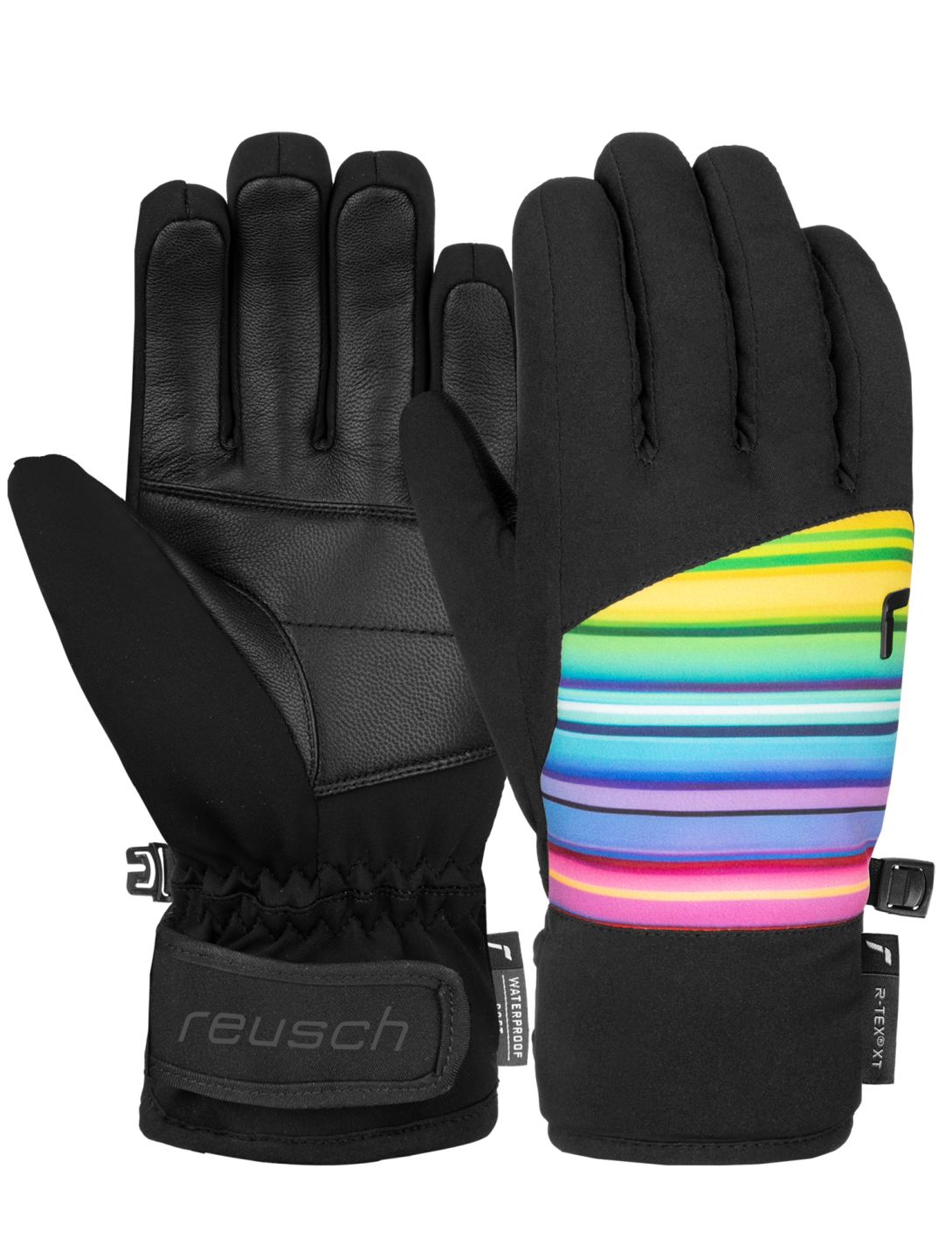 Reusch, Beatrix R-TEX® XT skihandschoenen kinderen Black / Multicolour Lines multicolor, zwart 