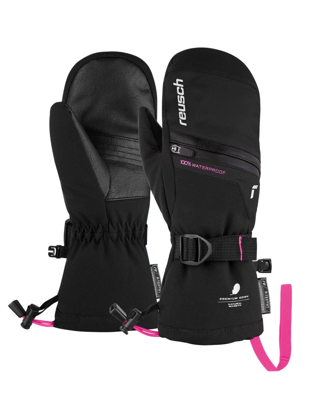 Reusch, Lando R-TEX® XT skiwanten kinderen Black / Pink Glo roze, zwart 