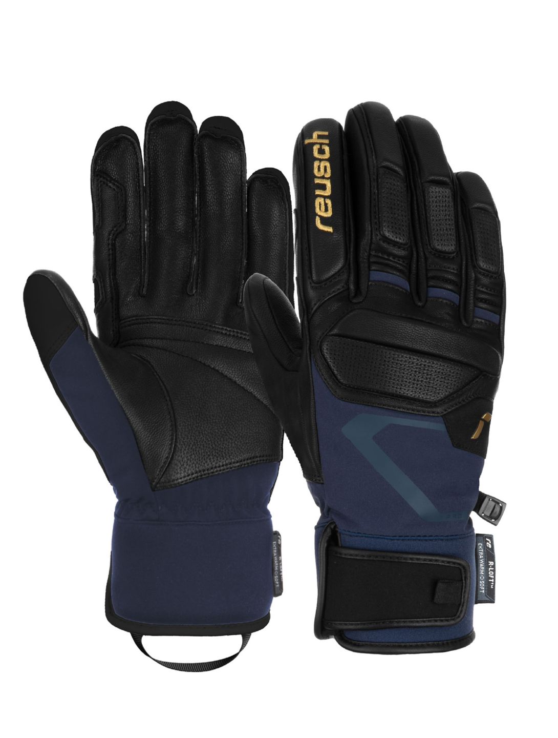 Reusch, Pro RC skihandschoenen heren Black / Dress Blue / Gold blauw, Goud, zwart 