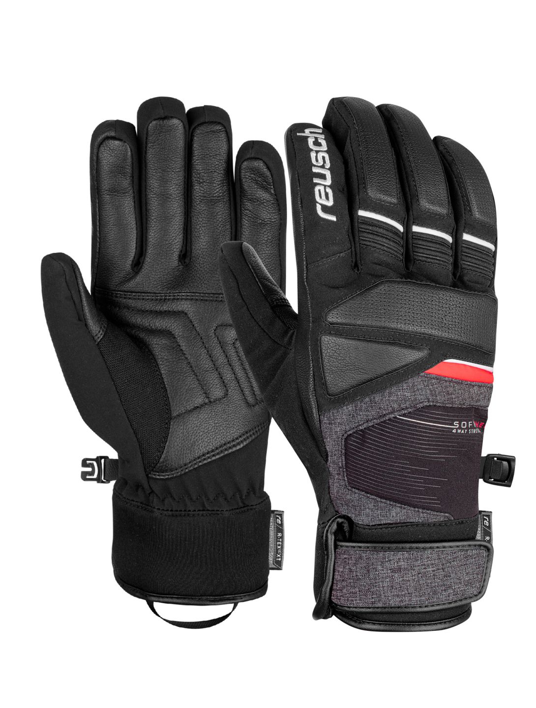 Reusch, Storm R-TEX® XT skihandschoenen heren Black / Black Melange / Fire Red rood, zwart 