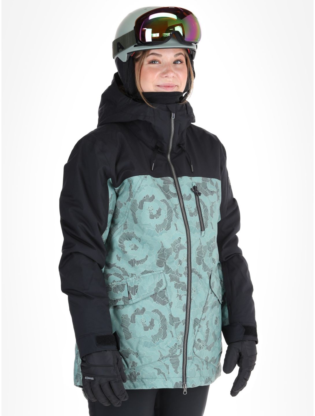 Roxy, Stated ski-jas dames Lily Pad Sketch Book groen, zwart 