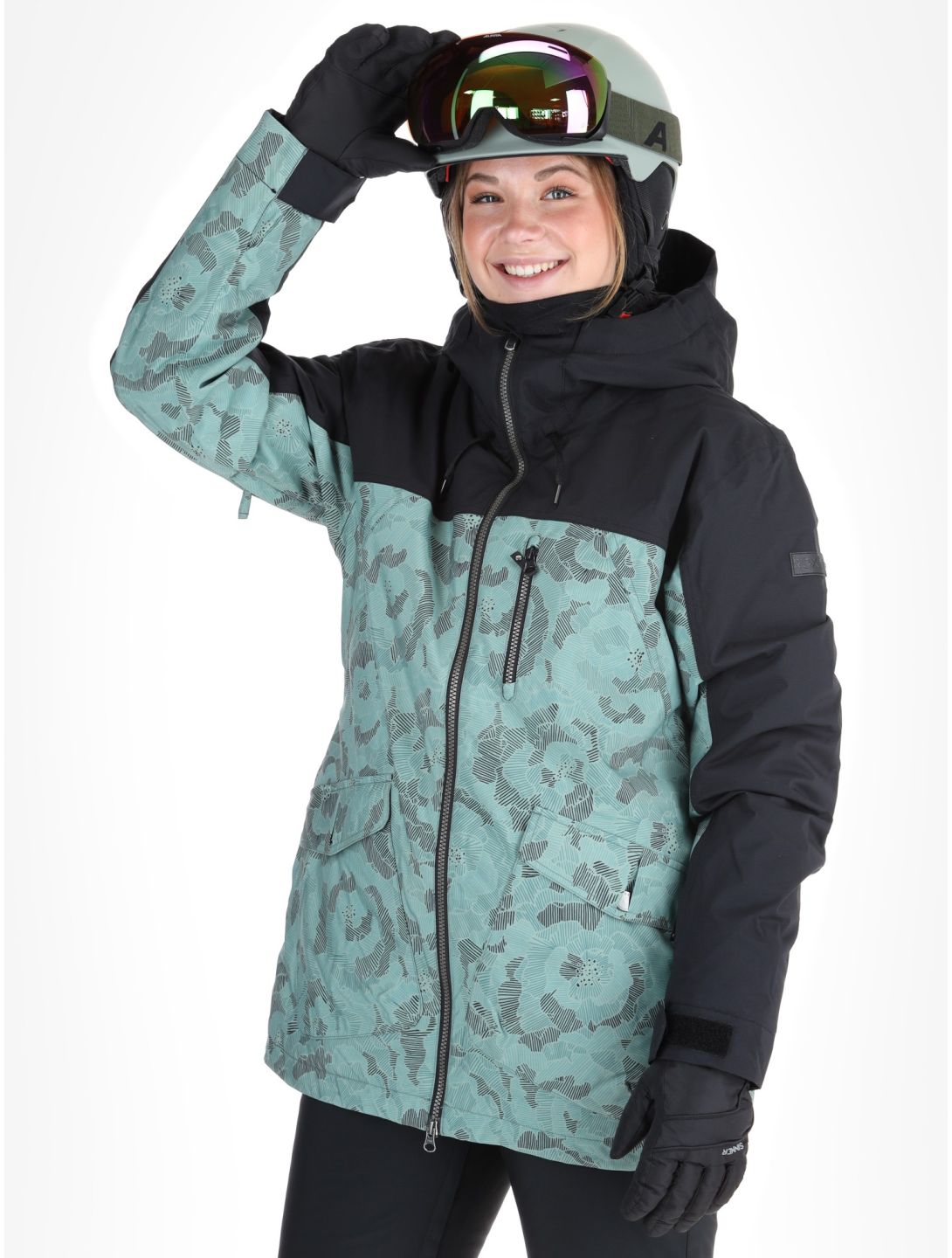 Roxy, Stated ski-jas dames Lily Pad Sketch Book groen, zwart 