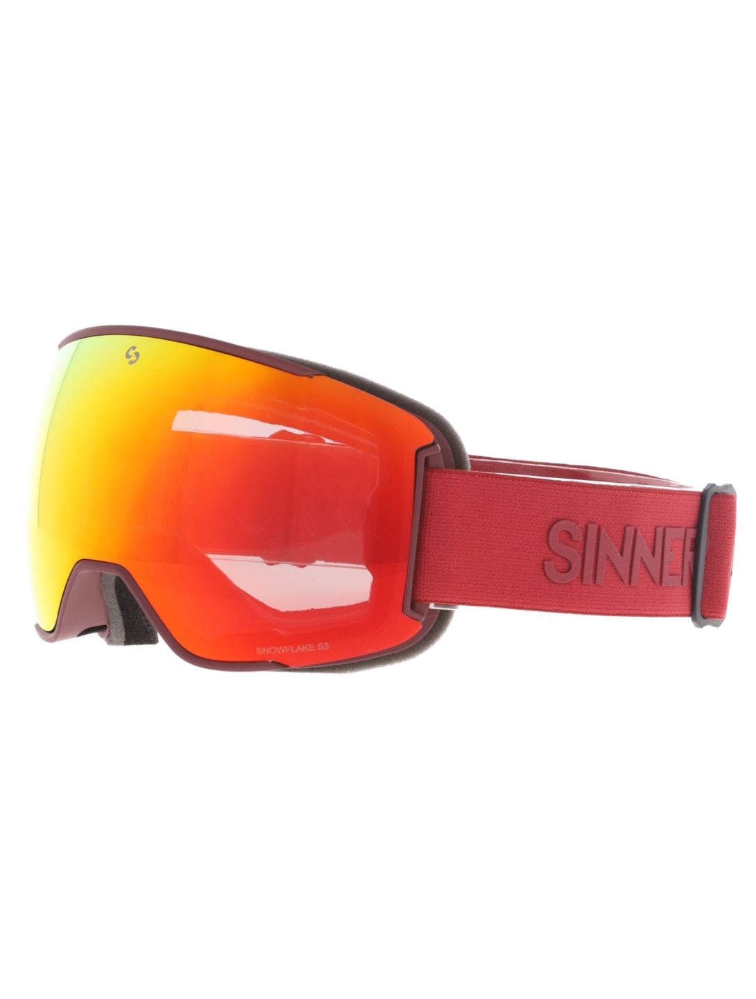 Sinner, Snowflake skibril extra lens unisex Matt Burgundy rood 