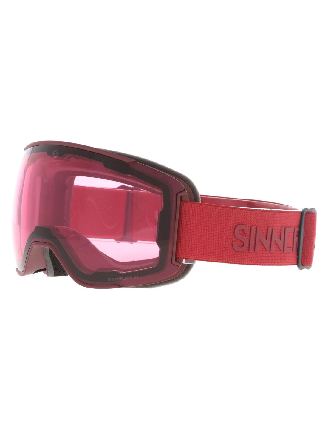 Sinner, Snowflake skibril extra lens unisex Matt Burgundy rood 