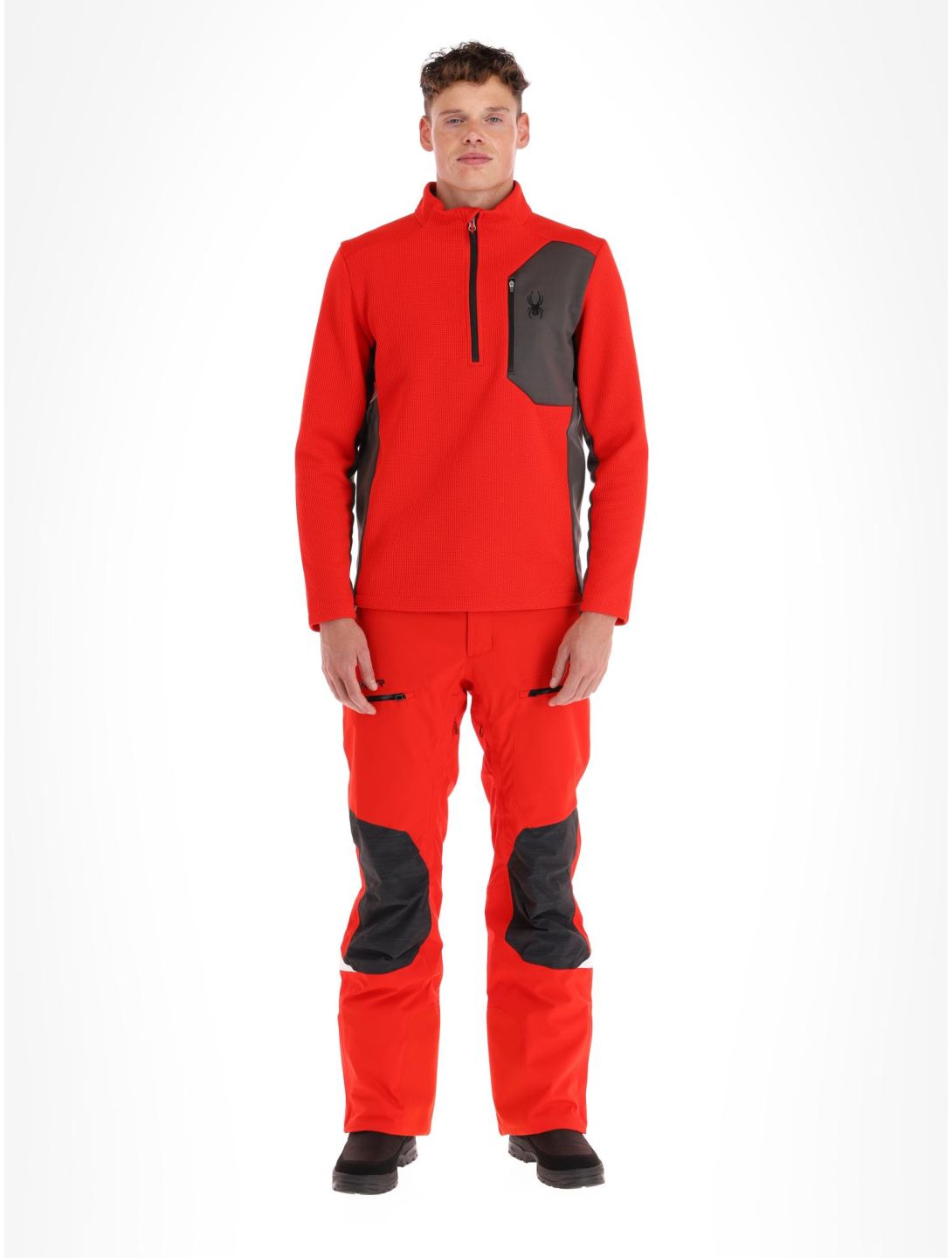 Spyder, Bandit 1/2 Zip skipully heren Volcano rood 