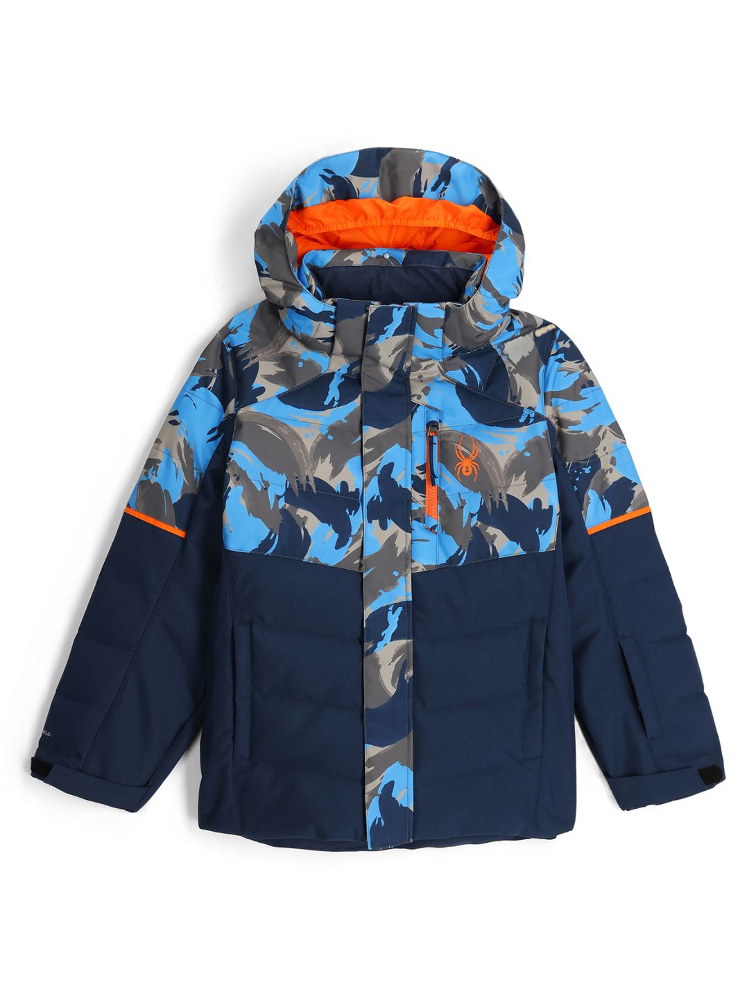 Spyder, Impulse Synthetic Down ski-jas kinderen Camouflage Aether Blue blauw 