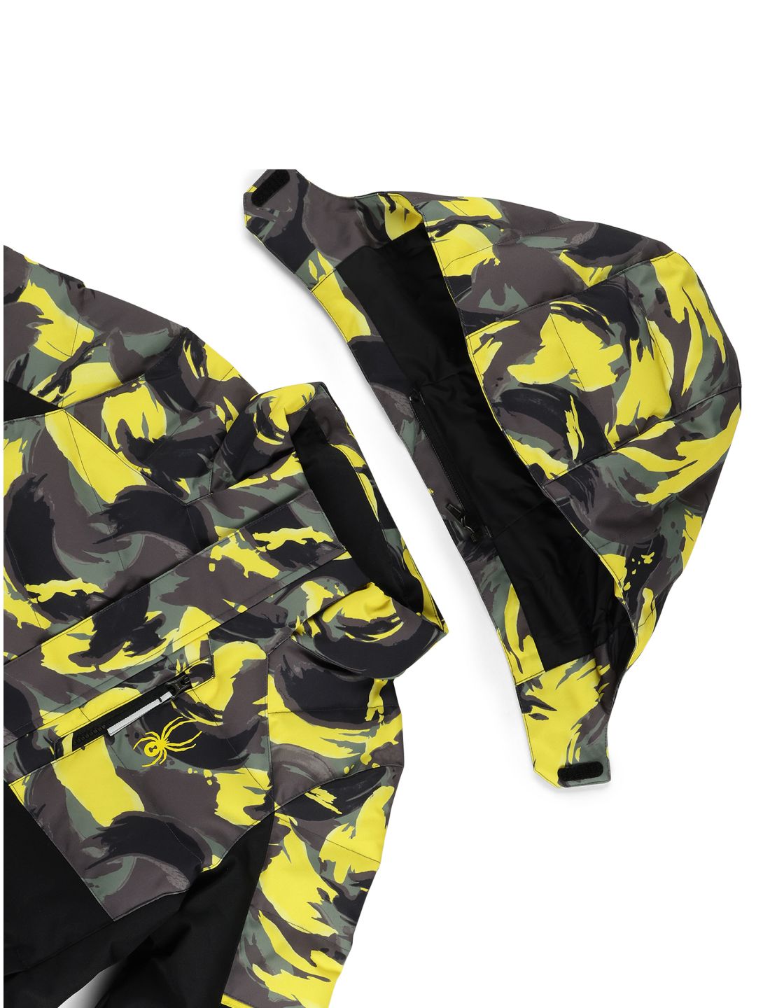 Spyder, Impulse Synthetic Down ski-jas kinderen Camouflage Acid Yellow geel, zwart 