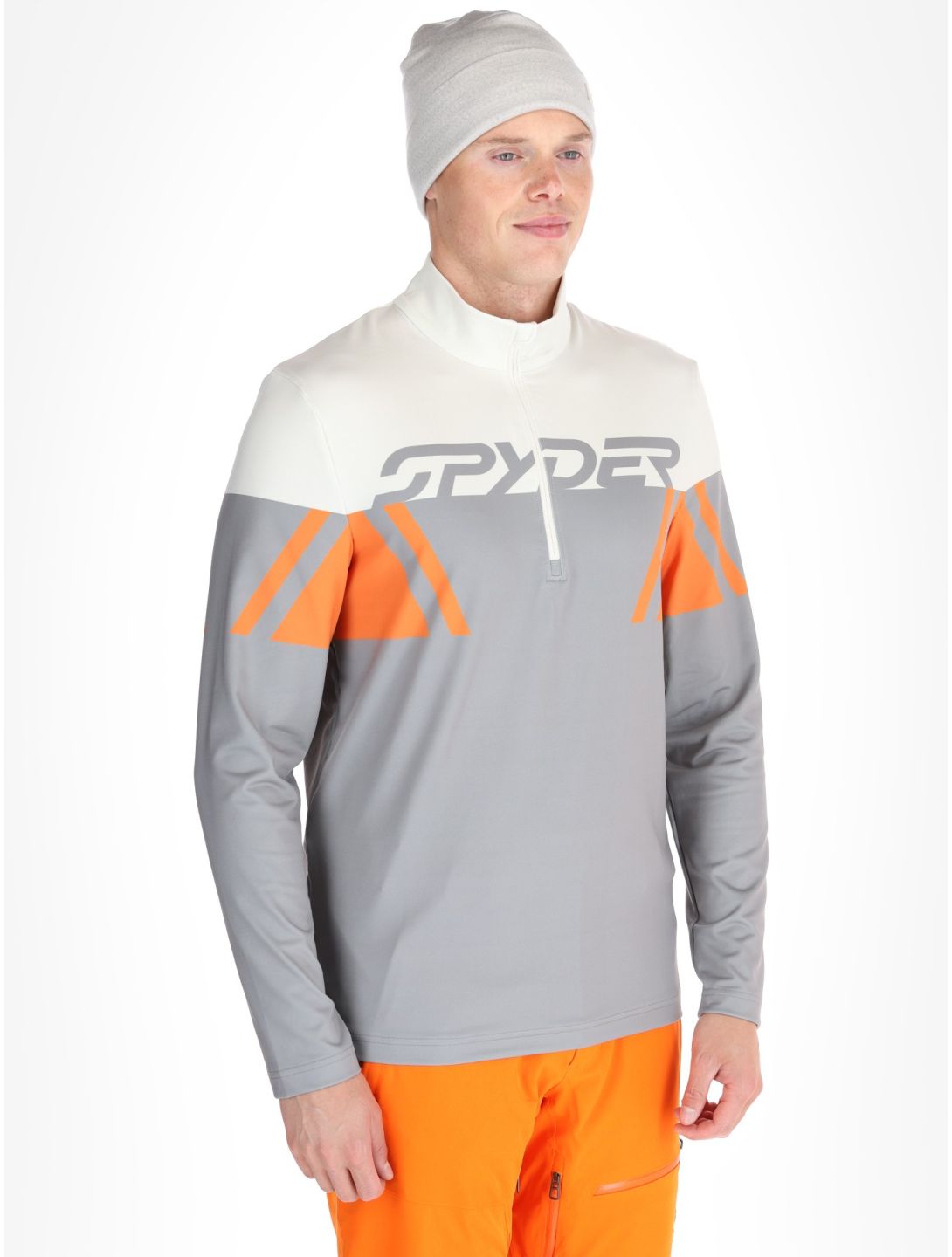 Spyder, Podium 1/2 Zip skipully heren Concrete grijs, oranje 