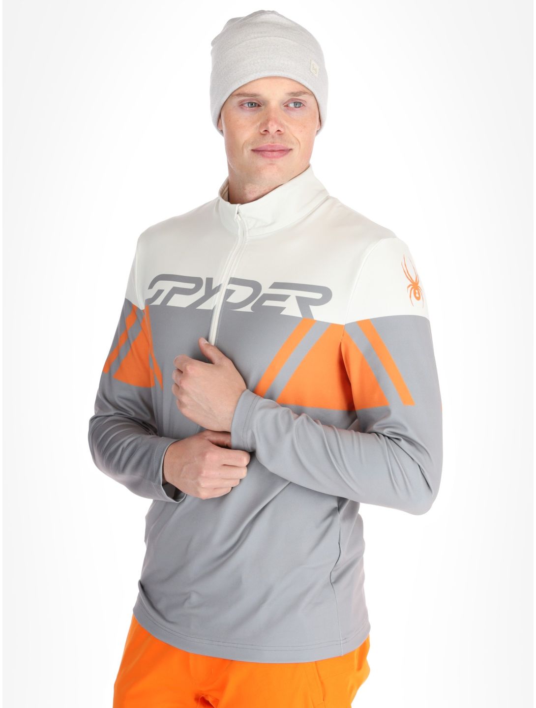 Spyder, Podium 1/2 Zip skipully heren Concrete grijs, oranje 