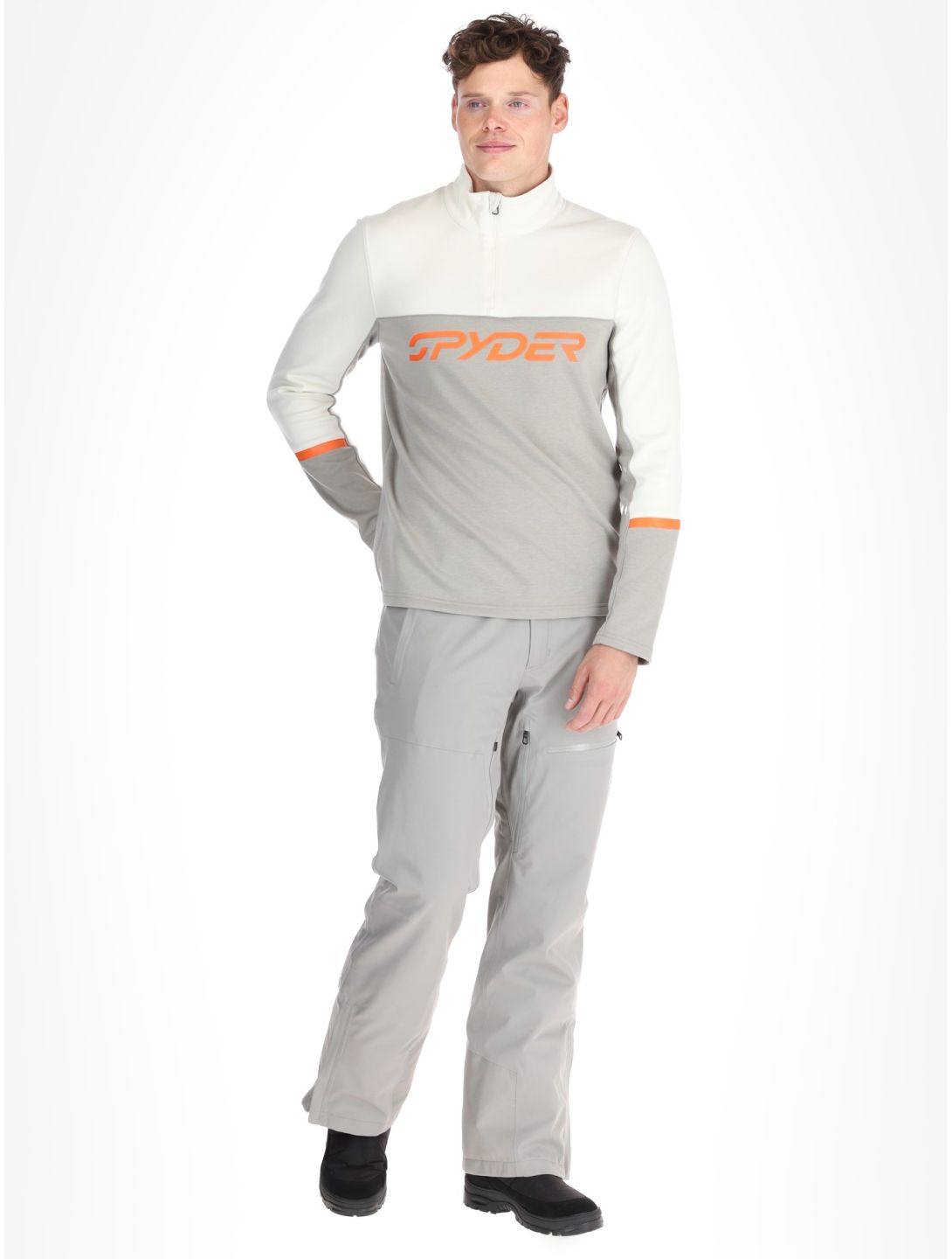 Spyder, Speed Fleece 1/2 Zip skipully heren Concrete grijs 