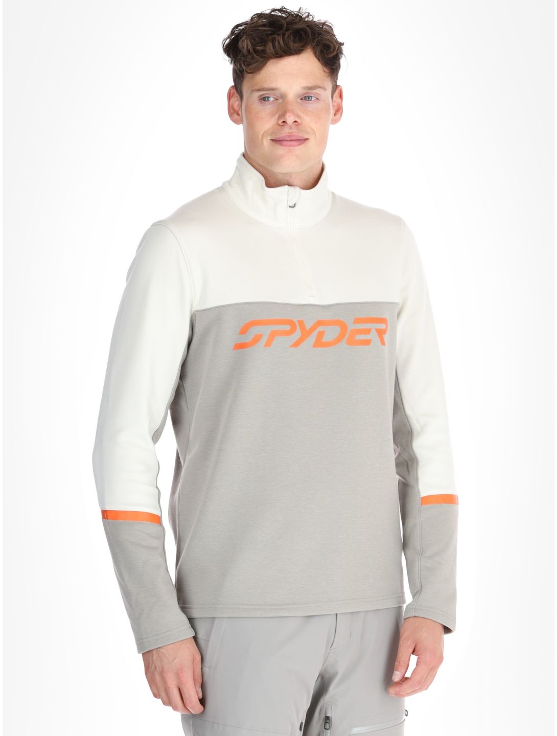 Spyder, Speed Fleece 1/2 Zip skipully heren Concrete grijs 