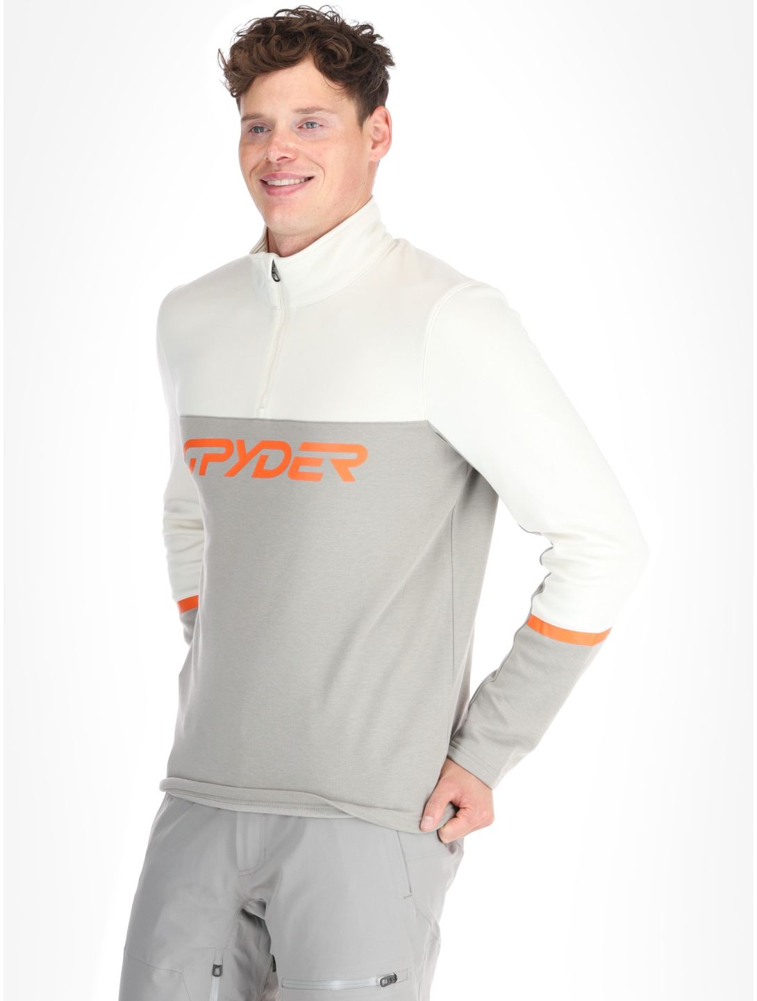 Spyder, Speed Fleece 1/2 Zip skipully heren Concrete grijs 