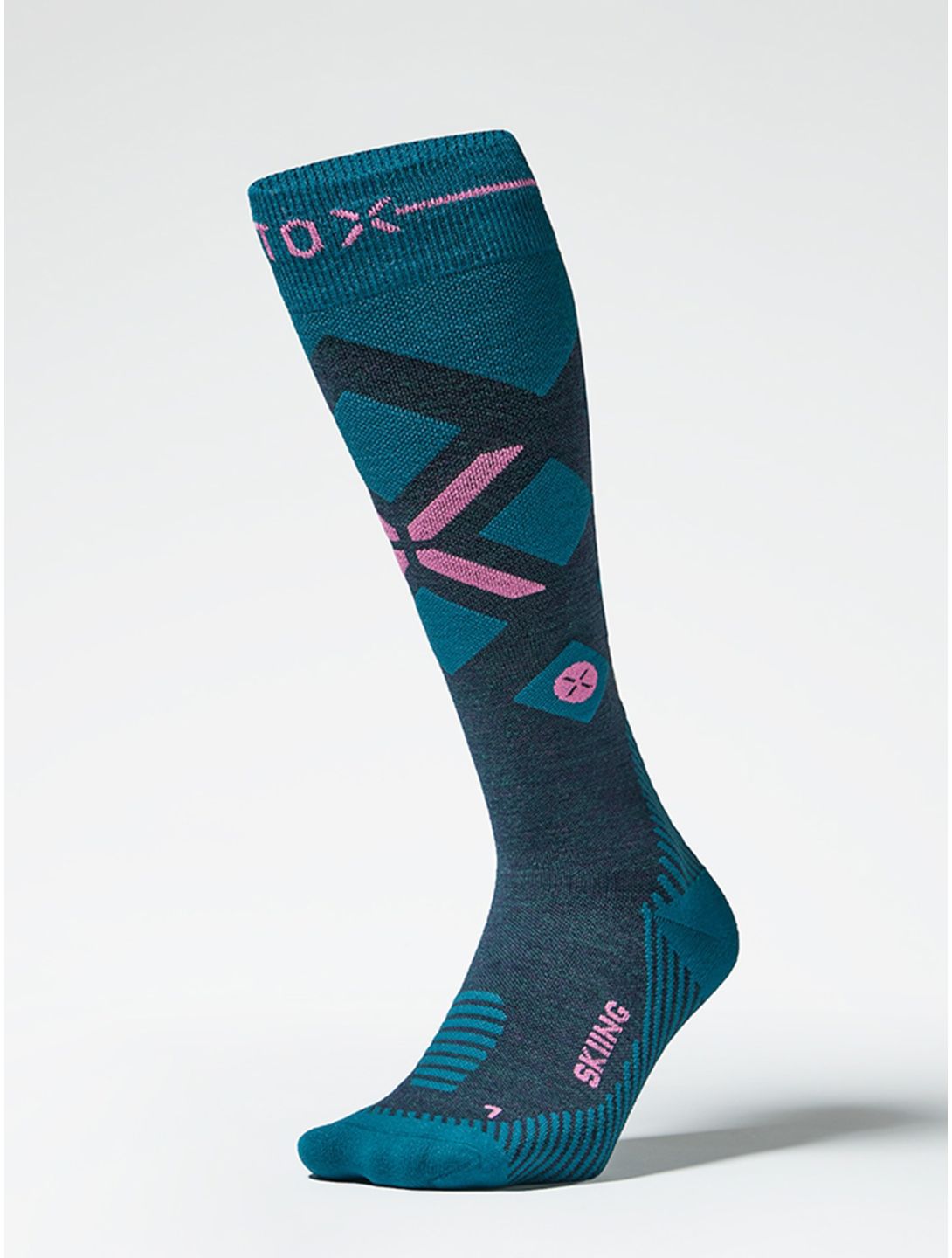 Stox, Merino Skiing compressiesokken dames Teal / Pink groen, roze 