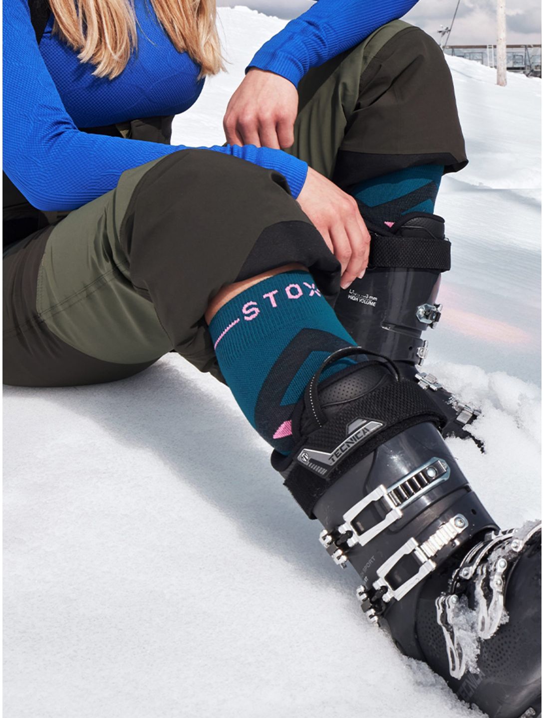 Stox, Merino Skiing compressiesokken dames Teal / Pink groen, roze 