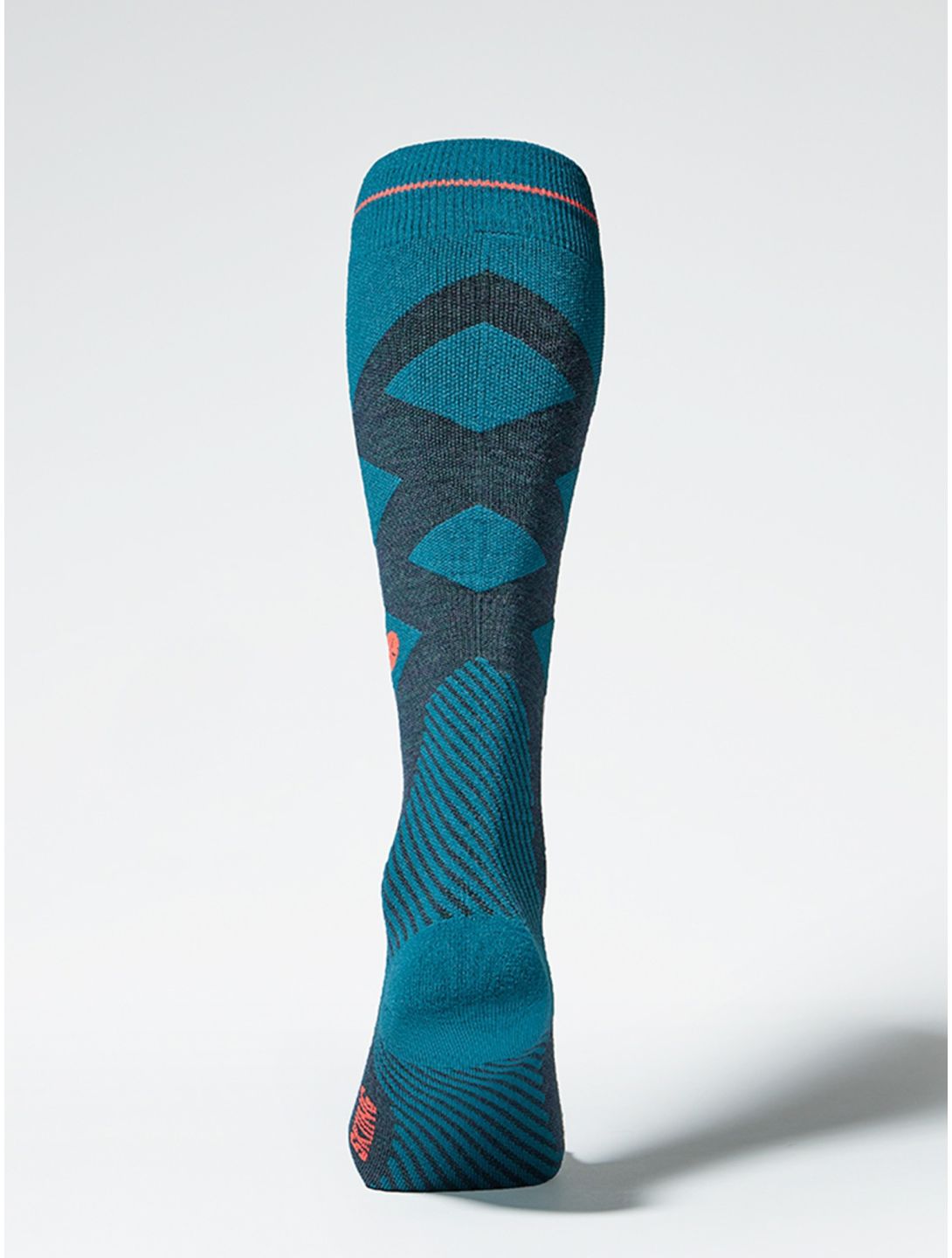 Stox, Merino Skiing compressiesokken heren Teal / Red Fluor groen, rood 