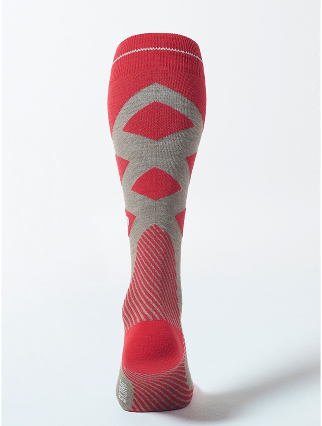 Stox, Merino Skiing compressiesokken dames Taupe / Red grijs, rood 