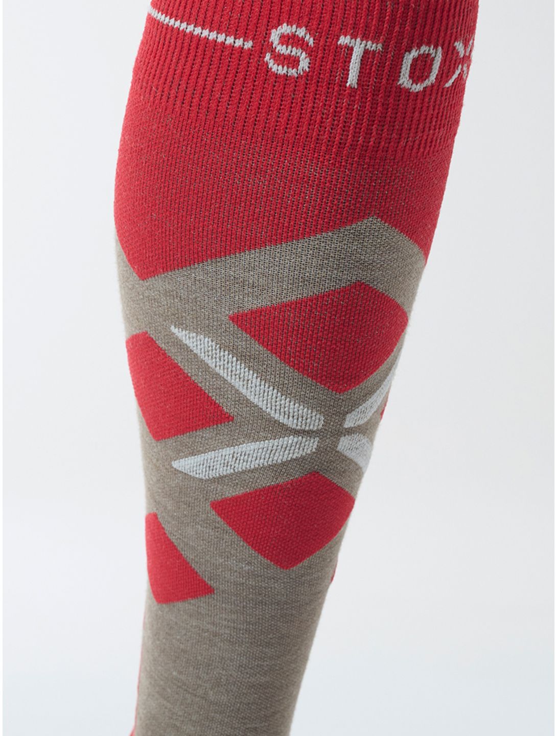 Stox, Merino Skiing compressiesokken dames Taupe / Red grijs, rood 