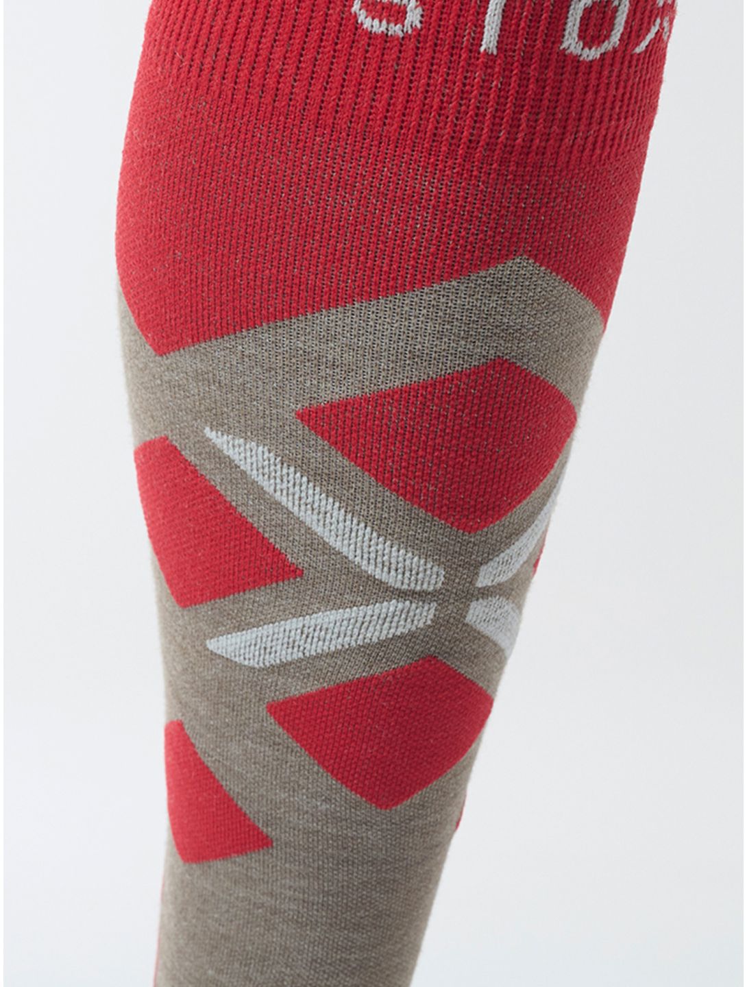 Stox, Merino Skiing compressiesokken heren Taupe / Red grijs, rood 