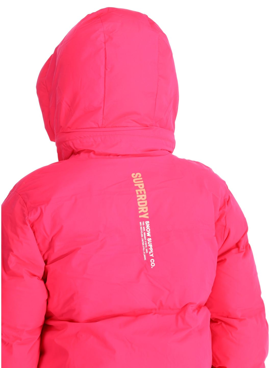 Superdry, Hooded Ski Boxy Puffer ski-jas dames Hyper Fire Pink roze 