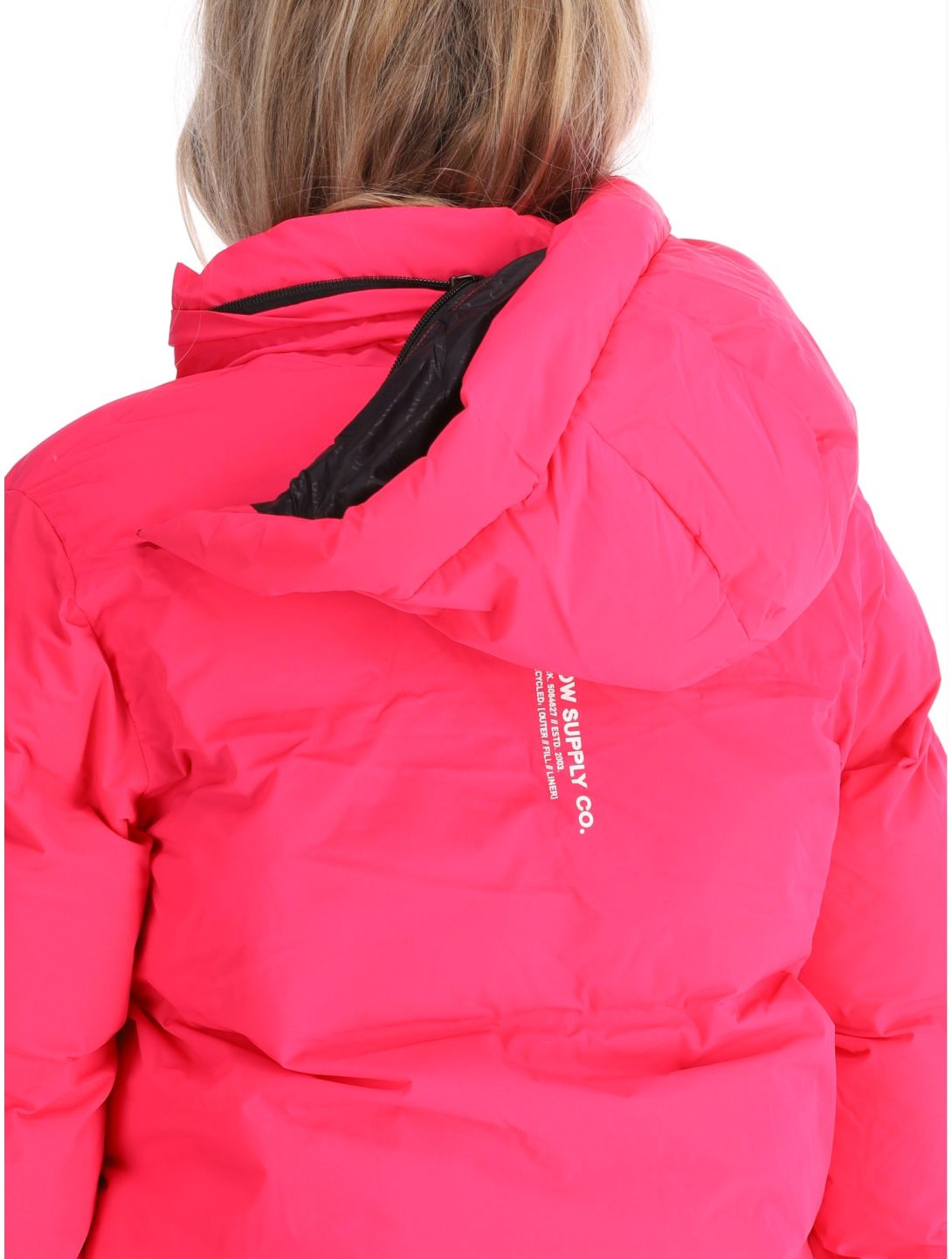 Superdry, Hooded Ski Boxy Puffer ski-jas dames Hyper Fire Pink roze 