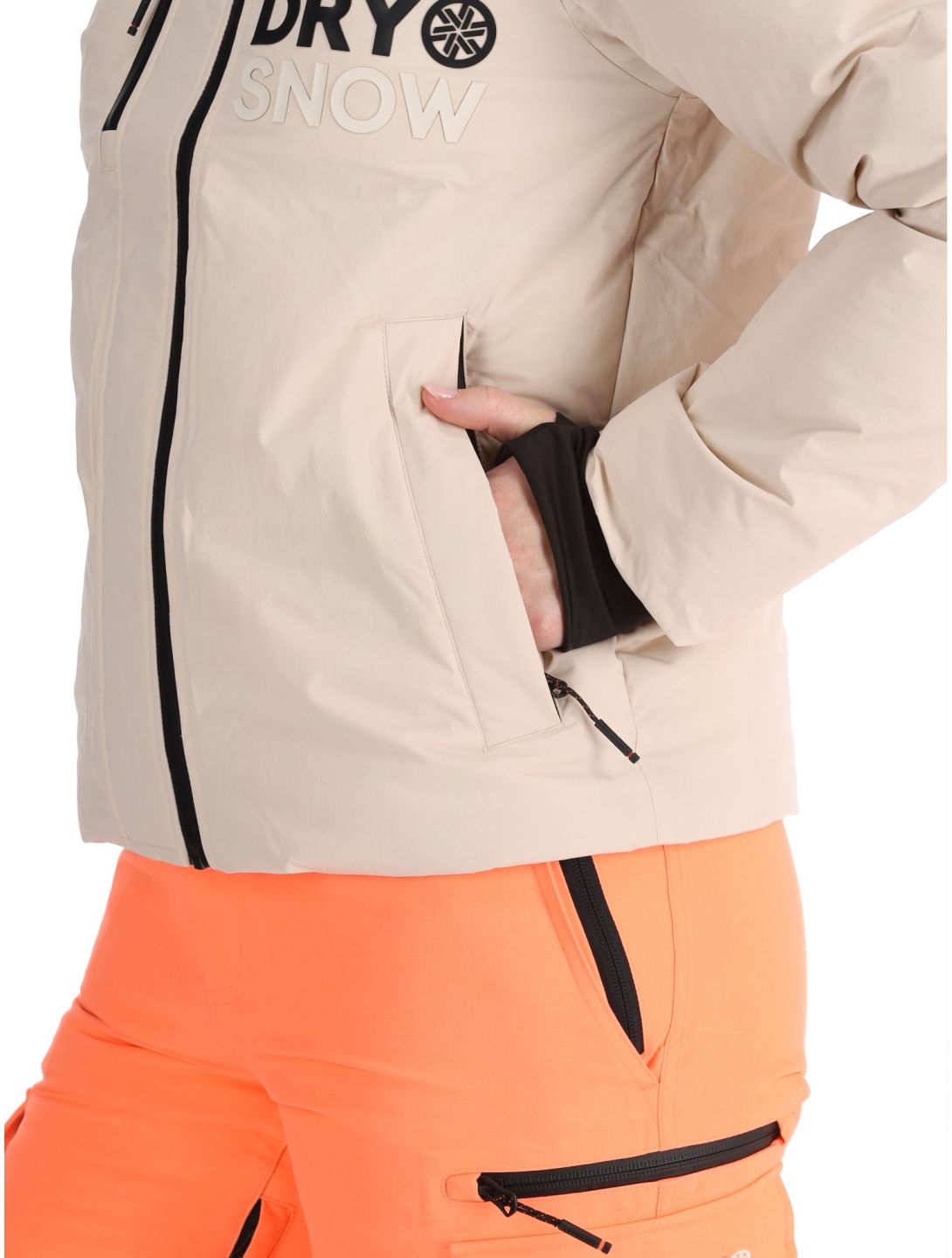 Superdry, Hooded Ski Boxy Puffer ski-jas dames Off Grey grijs 